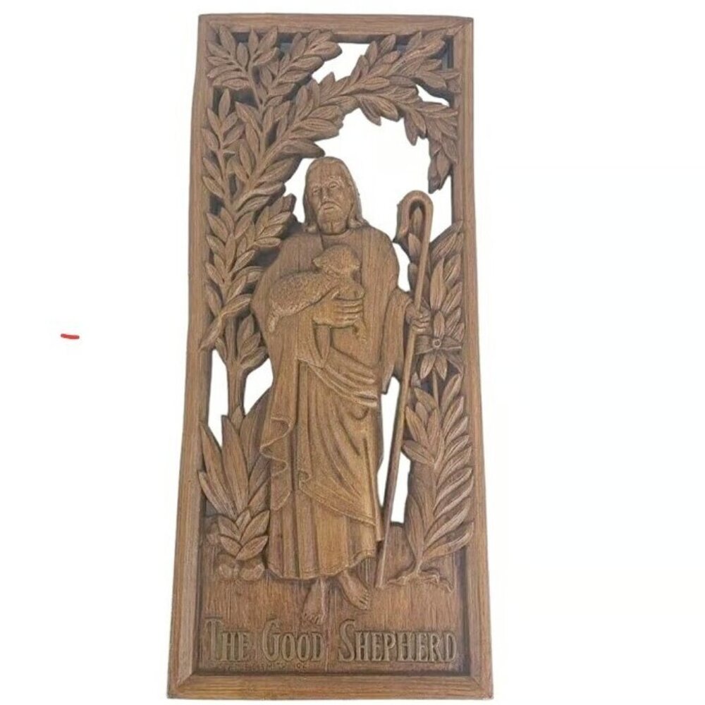 Vintage Warner Press 1961 Steel C.S. Smith The Good Shepard Wood Art Plaque